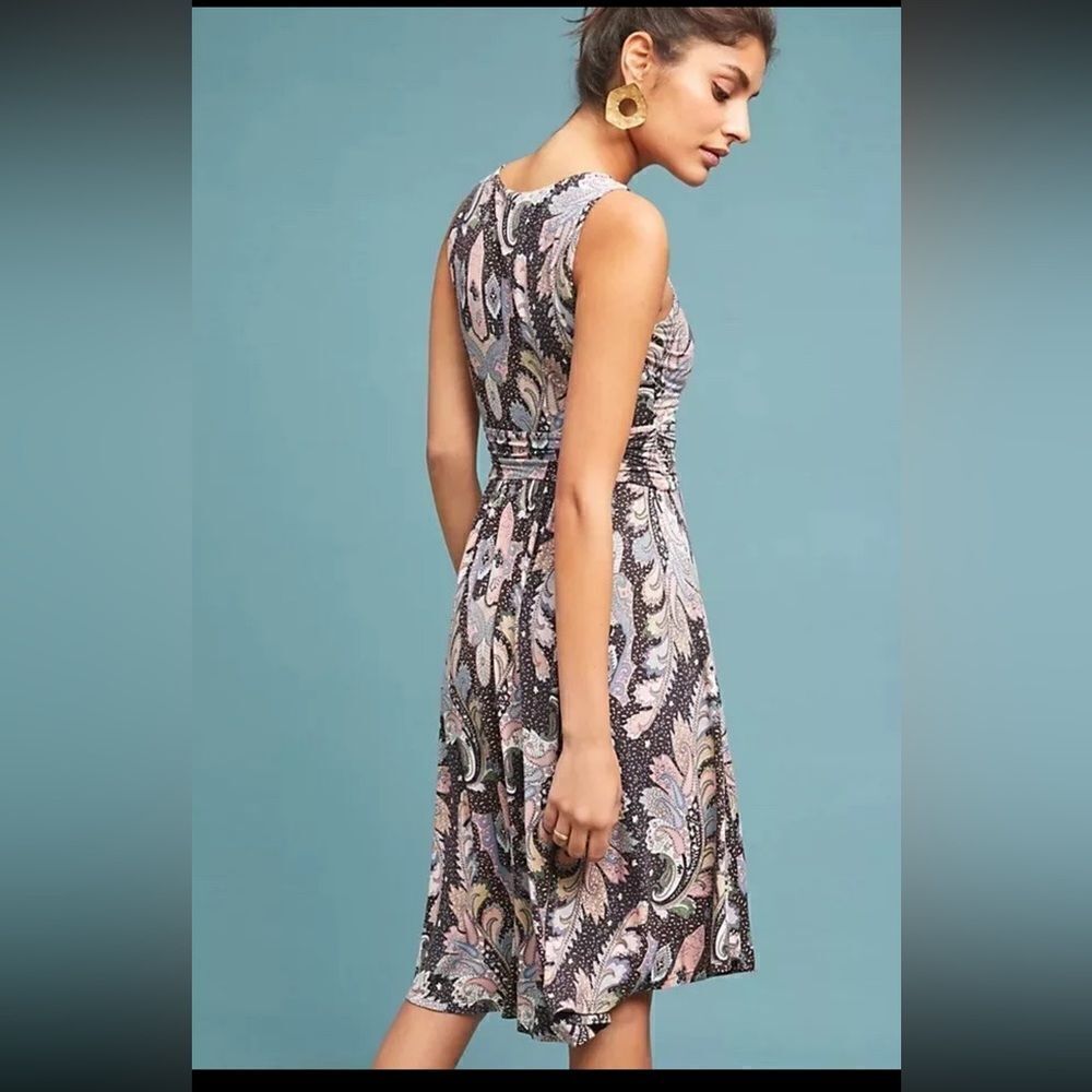 Maeve Anthropologie Leslie Paisley Wrap Top Midi‎ Dress Size S - Picture 2 of 15